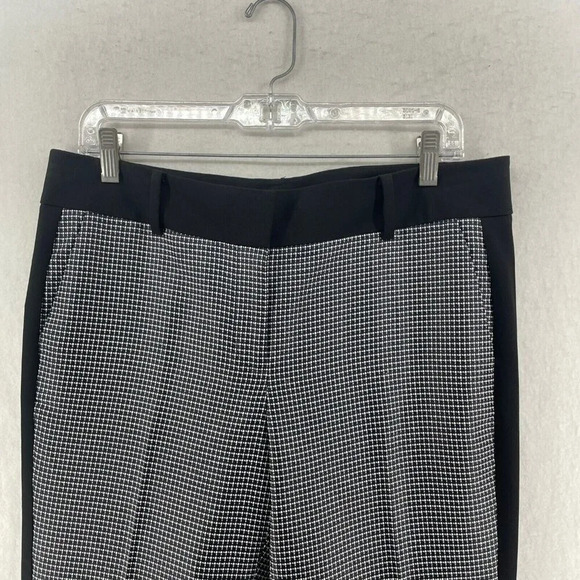 Ann Taylor Dress Pants Women's Sz 8 Black Windowpane Mid-Rise Tapered Pockets - Picture 6 of 10